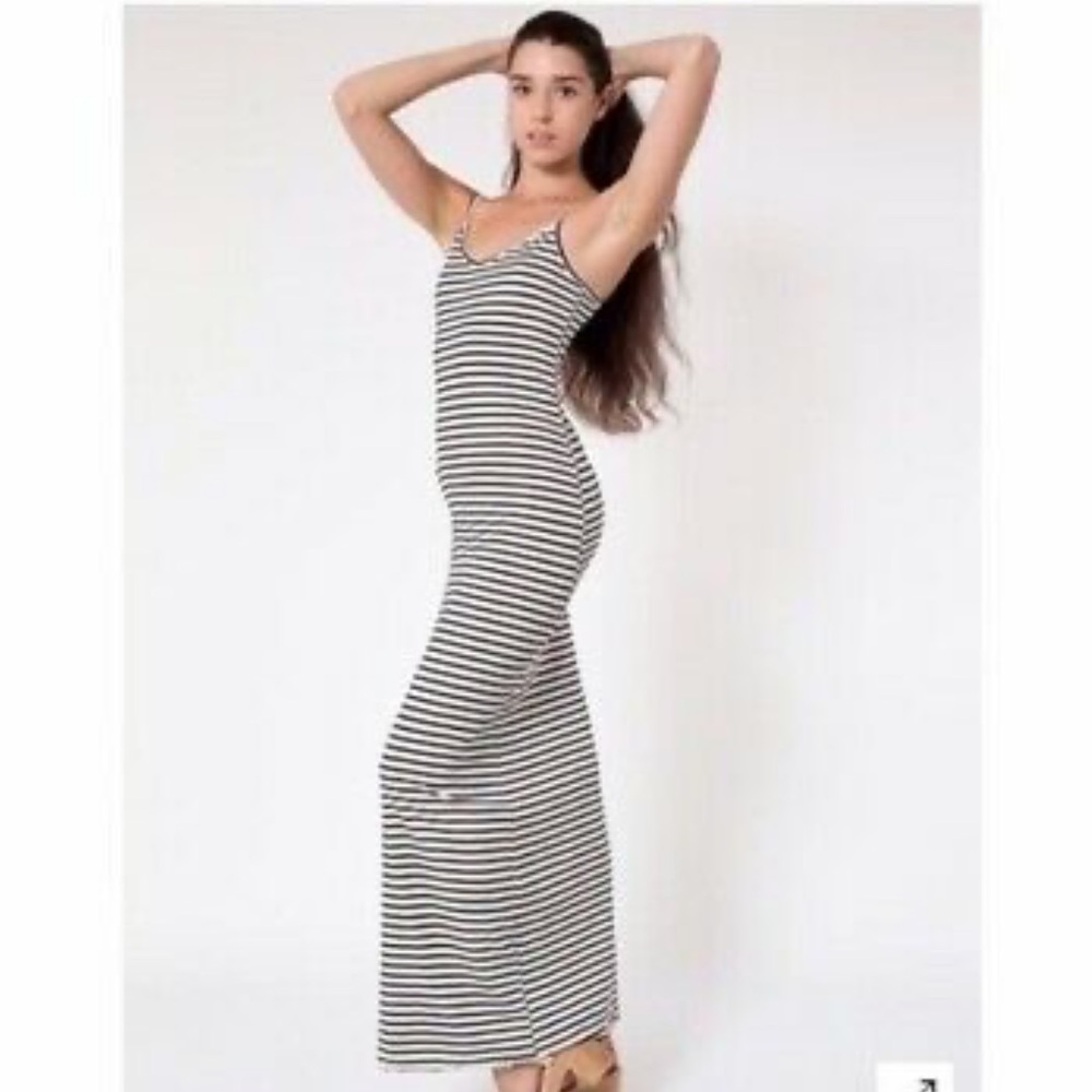 American Apparel: Wide stripe Spaghetti Maxi dress